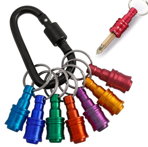 Treki 7pcs Soporte para Destornillador Hexagonal Soporte para Brocas 1/4 pulgadas Llavero con Mango Hex Barra de Extensión Adaptador de Tornillo de Liberación Rápida para Puntas Destornillador