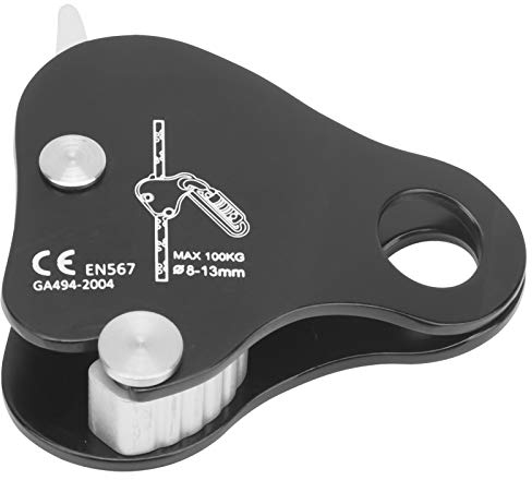Leapiture Kletterseil-Haltestopp-Abseilgerät, selbstbremsendes Klemmgerät, Kletterstopp-Abseilgerät für Klettern, Abseilen, Höhlenforschung, Schwarz