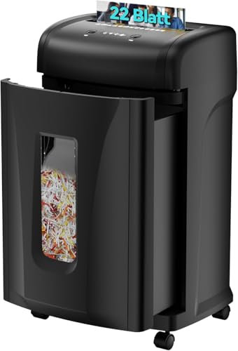 woolsche Aktenvernichter mit hoher Sicherheitsstufe P-4, 22 Blatt P-4, Cross Cut, Kreditkarte/CD, Aktenvernichter für Büro