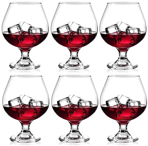 DOTUHAO Cognac Glasses, Set of 6 Brandy Snifter Glasses, 11.5 Oz Wine Glass, Short Stem Wine Glass Set for Bourbon, Cognac, Brandy, Short Beer Tasting Drinking Cups (6 PCS)