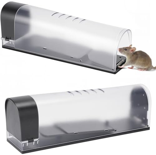 RiuCrepian Lebendfalle Ratte,Mausefalle Lebend,lebendfalle Maus Automatische rattenfallen schlagfallen Wiederverwendbar mausefalle mit köder mäuse lebendfalle für Haus Garten, Ratten einfach fangen