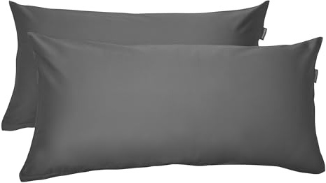 Schiesser Kissenhüllenset Ella - Baumwollsatin - 2-teilig - 40 x 80 cm - Dunkelgrau