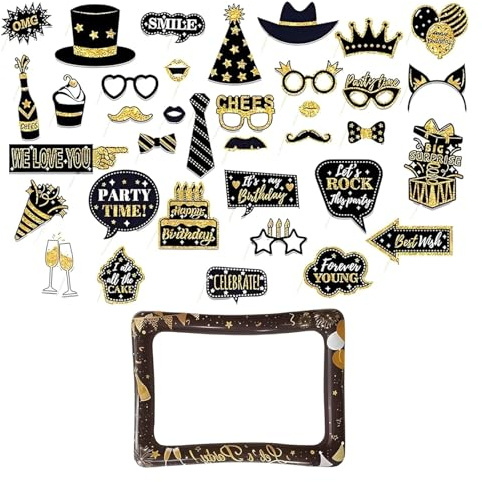 Photo Booth Props, Party Props, Photo Props, Inflatable Frame With 36 Fun Accessories, Perfect For Family Gatherings, Birthday Parties, Weddings, And Commercial Events