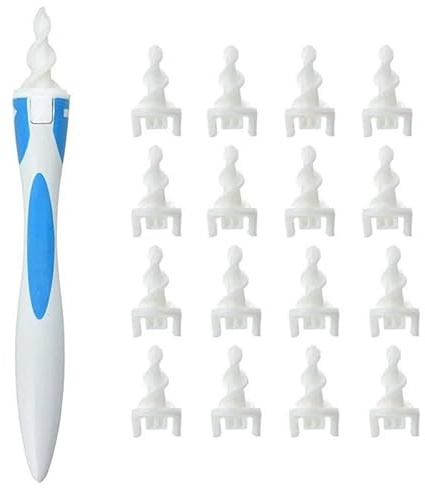 LifgWas Nettoyeur de Cire d'Oreille avec 16 Embouts de Remplacement - Dispositif de Nettoyage Auriculaire en Spirale 360° pour Adultes et Enfants - Sécuritaire et Doux