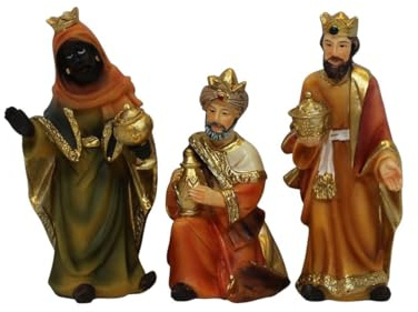 ZICOM Krippenfiguren Miniaturfiguren Heilige DREI Könige Höhe 8,2cm (Caspar, Melchior und Balthasar) handbemalt Polyresin, Modellbau Puppenhaus