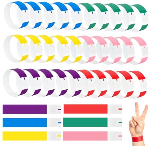 600 Pezzi 6 Colori Braccialetti Carta Eventi, Braccialetti di Carta Impermeabili, Braccialetti d Ingress Braccialetti, Braccialetti Identificativi per Festival Musicali Concerti Concorsi
