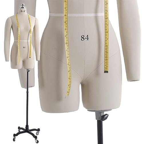 Female Mannequin Torso Dress Forms for Sewing, Pinnable Body Form with 2 Soft Arms, Tailor Dressmaker Dummy Mannequin on Wheels, Adult Full Size