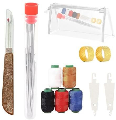 VelvetGlow 37 Pcs Juego de Costura, Agujas Herramientas de Reparación Manual, Set de Bordado, incluye 25 Agujas de Acero, 1 Descosedor, 2 Enhebradores, 5 Hilos, 2 Dedales