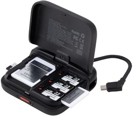 PGYTECH CreateMate Mini Caja Lector de Tarjetas Alta Velocidad, 2-en-1 SD4.0/Micro SD Portátil Almacenamiento, Ranura Dual Transferencia/USB 3.1/Tipo-C/OTG para Cámara/Teléfono/CámaradeAcción, Negro