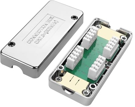 YACSEJAO RJ45 Cat6/Cat6A kopplingsdosa, 10 Gbit/s skärmad Ethernet-kopplingsdosa stötsäker och hållbar silver
