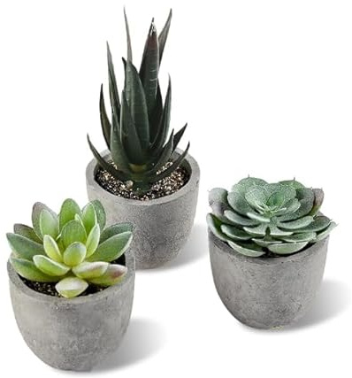 Uxreoib 3-Piece Artificial Plant Set: Mini Snake Tongue Plant, Agave Succulent, Eagle Claw Aloe, Artificial Plants for Bedroom and Office Decor
