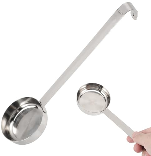WATIIFUFU Mestolo per Salsa in Acciaio Inossidabile Fondo Piatto, Cucchiaio Profondo per Servire Sugo e Condimenti, per Cucina di Famiglia o Caffetteria