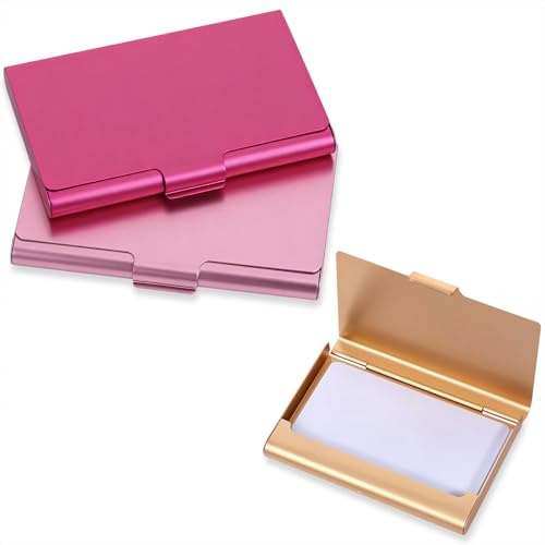RAHHLIZS 3 Pieces Business Card Holder Cards Wallet Metal Card Case Holder with Cover for Purse, Portable Business Slim Name for Women and Men