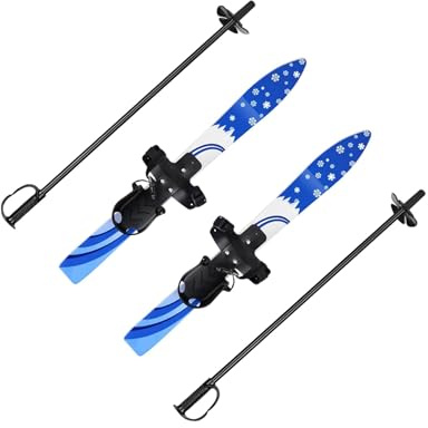QLECXZI Botas de esquí Snowblades para niñas y niños, Conjunto Completo con Fijaciones Skiblades, Tabla de esquí Infantil, Patines de Hielo con Fijaciones