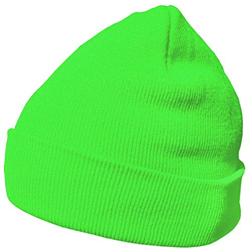 DonDon Mütze Herren Mütze Damen Wintermütze Beanie klassisches Design neongrün