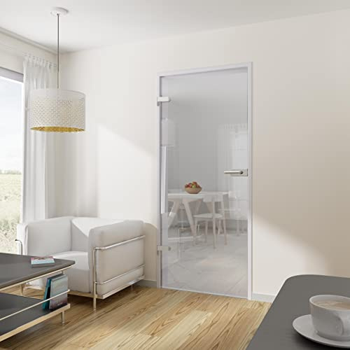 inova Glastür 834x1972x8mm Klar-Glas DIN Links Komplettset mit Beschlag Studio „06“ Echtglas Drehtür