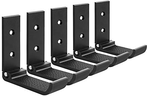 GEEKRIA Foldable Headphone Wall Mount Hook, Aluminum Headset Holder with 3M Adhesive or Screw Mounting, Wall Hanger with Protective Pad for Most Headphones (Black, 5 Pack)