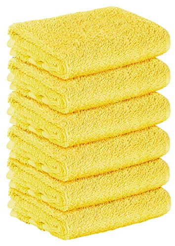 6 Stück Premium Frottee Gästehandtücher 30x50 cm in gelb von StickandShine in 500g/m² aus 100% Baumwolle