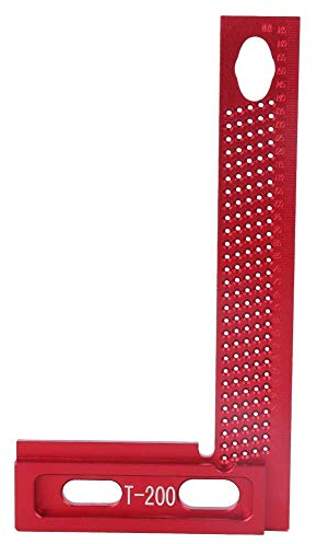 Lineal aus Aluminiumlegierung 7,9 Zoll Lineal Verschleißfestes Licht T-förmige Regel T-200, Rotes Genaues Messwerkzeug für die Holzbearbeitung
