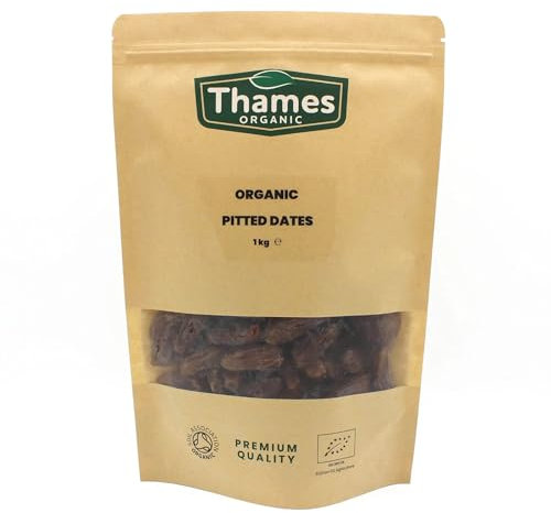 Organic Dried Pitted Dates - Raw, Vegan, GMO-Free - No Additives or Preservatives, High Fibre, Certified Organic - Nutritious, Delicious, and Convenient - Thames Organic 1 kg
