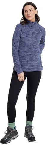 Mountain Warehouse Snowdon Melange Fleece-Pullover Damen - dünner, Warmer Winter-Pullover aus Fleece für Damen zum Laufen, Wandern, Joggen und für Sport und Outdoor Dunkel Blau Damengröße EU 46