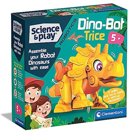 Clementoni - 75074 – Wissenschaft & Play Robotics – Dino Bot Triceratops – Dinosaurier-Roboter zum Zusammenbauen, Dinosaurier für Kinder, wissenschaftliches Spiel 5 Jahre, Lernspiel – Made in Italy