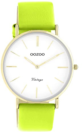 Oozoo Damen Armbanduhr Vintage Series C20305 Analog Leder gelbgrün UOC20305 Analoguhr