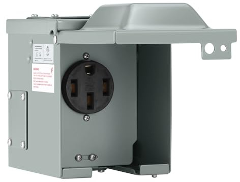 LENZ 50 Amp 125/250V NEMA 14-50 Power Outlet Box, Outdoor Weatherproof Lockable Receptacle, ETL Certified, for EVs, RVs, Campers, Trailers, Motorhomes, and Home Use