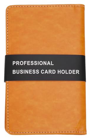 PATIKIL Leder Visitenkartenhalter, Professionelles Visitenkartenbuch Organizer Namenskartenhalter 240 Kartenkapazität für verschiedene Karten, Orange