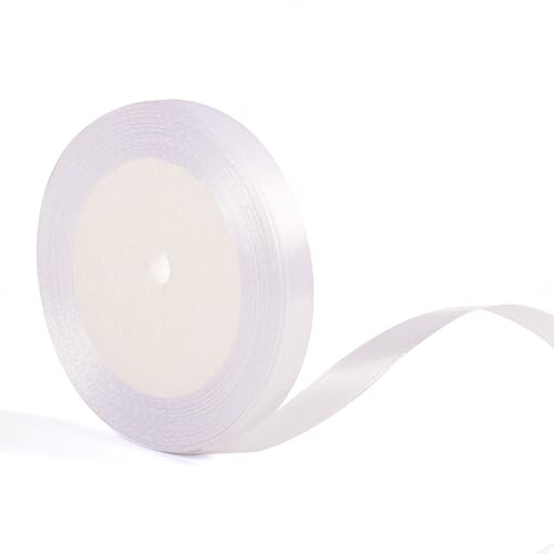 22 m x 10 mm tunt vitt satinband 2/5 tum tunt vitt satinband för presentinslagning bröllop jul födelsedag kakor hårrosetter blombukett hantverk