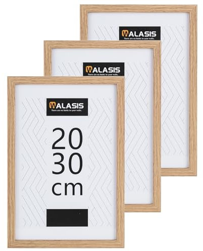 Walasis Cornice portafoto 20 x 30 cm, in legno, set da 3 pezzi, per foto, poster (naturale, 20 x 30)