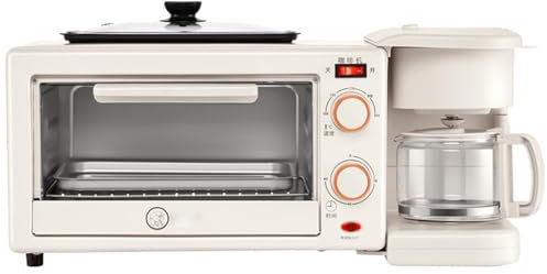 Máquina de Desayuno, gofrera de 1100 W con Control de Temperatura de 100-230 ° y Temporizador de 60 Minutos, Horno doméstico 3 en 1 con función de sartén, para el hogar, Oficina, Dormitorio