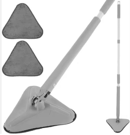 SHERNAX Mocio Triangolare Che Si Strizza con 3 Ricambi, Mocio Lavapavimenti per Pulire Piastrelle e Pareti Mop Triangolare Girevole a 360° Pulisce piastrelle Mop Triangolare Autostrizzante