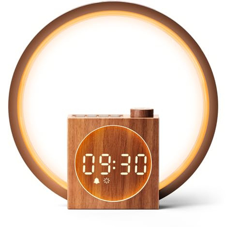 Dreamegg Despertador Amanecercon con 25 Ruido Blanco, Luz Nocturna Con Control Táctil Regulable, 12 Modos de Luz&20 Niveles de Brillo,Reloj de Mesita de Noche Con Carga USB Para Dormitorio, Salón