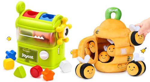 JoyCat Baby Toys Beehive with Shape Sorting Toy for Toddler, Shape Sorter with 6 Shape Blocks, Matching & Sorting Games Sensory Toddler Learning Toys, Gifts for 1 2 3 Year Old Boys Girls