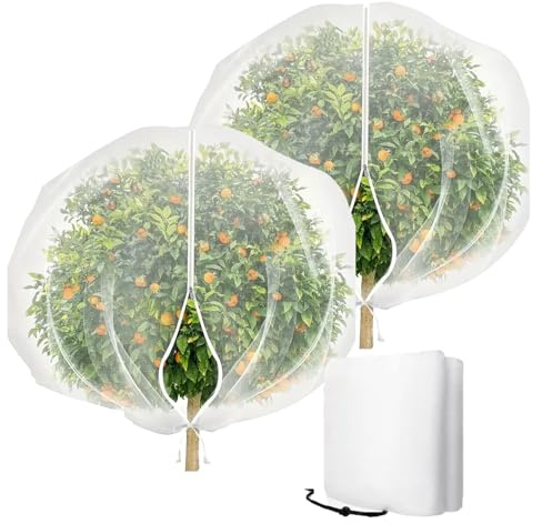 Miosugo Red de protección contra insectos, pájaros, árboles frutales, con cremallera y cordón, adecuada para árboles frutales, arándanos y tomates, protección contra pájaros, animales e insectos (3 x