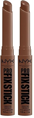 NYX Professional Makeup Correcteur Anti-Cernes en Stick, Couvre les Imperfections, Tâches Sombres et Décoloration, 12H de Tenue, Vegan, Pro Fix Stick, Teinte : Cocoa (Lot de 2)