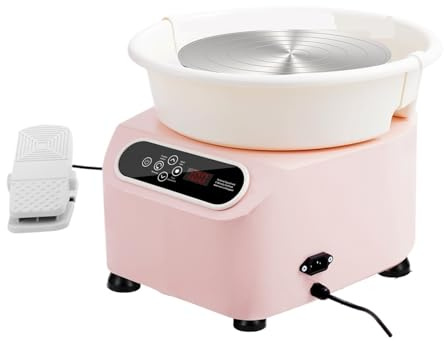 Torno De Cerámica 11 Pulgadas, 450 W, Eléctrico, Accionamiento Directo, For Manualidades Y Bricolaje Gira Estable Suave(11in Pink 450W)