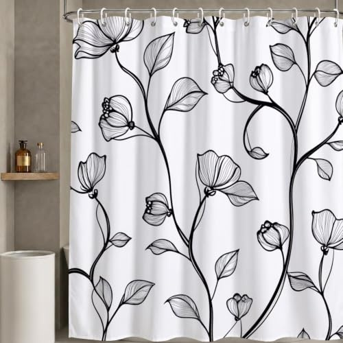 Duschdraperi 180 x 180 cm minimalism, duschdraperier tvättbar textil polyestertyg med 12 öljetter och duschdraperiringar för badkar gardin, vattentätt duschdraperi med vikt nedtill (bilaga) W-P429