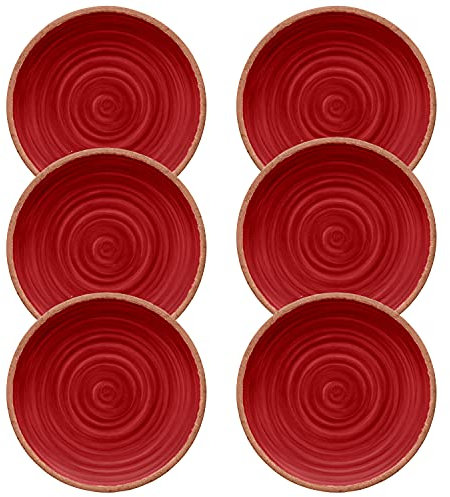 Rustic Swirl Red Melamine/Plastic/BBQ/Outdoor Dinner Plate Set (6)