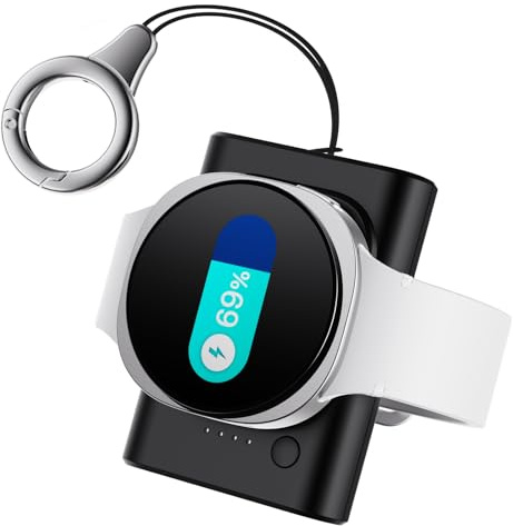 Bärbar magnetisk klockladdare för Samsung Galaxy Watch Ultra/8 Series | 1800mAh powerbank, nyckelringsdesign, LED-indikator, fickstor reseladdare, flerskydd, USB-C-ingång