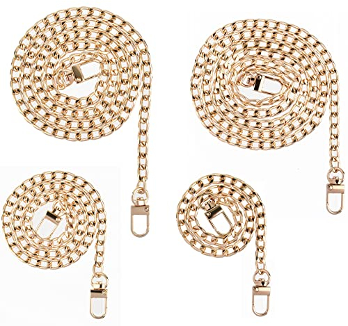 TMBMLPP 4 Stück Taschenkette, Metall Taschen Taschenkette 40cm, 60cm, 100cm, 120cm, Schulterriemen Kette Gold, Kette für Tasche, Handtaschenkettenriemen, für Taschen Damen Handtasche Umhängetasche