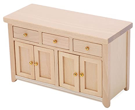 SPYMINNPOO Puppenhaus Schrank, 1:12, Miniatur Holzschrank aus Holz Birke für Wohnzimmer Aufbewahrungsschrank PuppenhausmöBel, Spielzeug FüR die PuppenhausküChe (Holz)