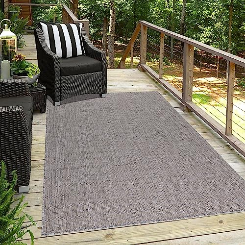 HomebyHome Alfombra de Exterior Resistente a la Intemperie, 120 x 170 cm, Aspecto de sisal Beige, diseño Jaspeado, Resistente al Agua, Lavable, para jardín, terraza, Camping, Exterior