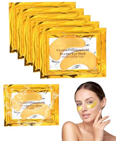 BPTRKOM 6 paires de patchs pour les yeux - masques pour les yeux, contour des yeux, patchs pour les yeux essence, pour le dessous des yeux, anti-rides, yeux gonflés, hydratant (or)