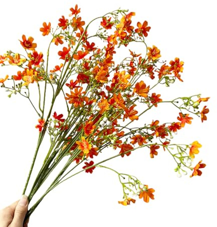 DODXIAOBEUL Lot de 8 fleurs artificielles en soie avec longues tiges pour vase haut de 66,4 cm, fleurs artificielles oranges résistantes aux UV, plantes en plastique pour maison, mariage, décoration