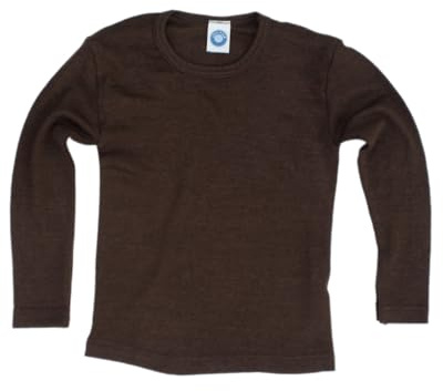 Cosilana – Maglia per neonati a maniche lunghe, 45% cotone biologico, 35% lana merino biologica, 20% seta, Marrone, 128