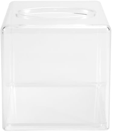 Diheohg Caja de pañuelos de acrílico transparente con tapa, caja dispensadora de pañuelos cosméticos para encimera, secador de plástico transparente