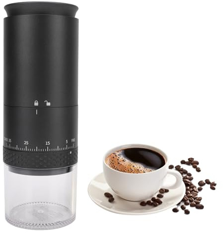 One Touch Kaffekvarn, 110 Ml Pulverkapacitet Elektrisk Kaffebönkvarn, Löstagbar Kammare 38 Hastigheter USB Uppladdningsbar Kaffekvarn, för Bönor (BLACK)