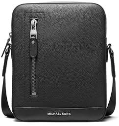 Michael Kors Hudson Vertical Zip Flight Bag, Light Gunmetal Hardware/Black